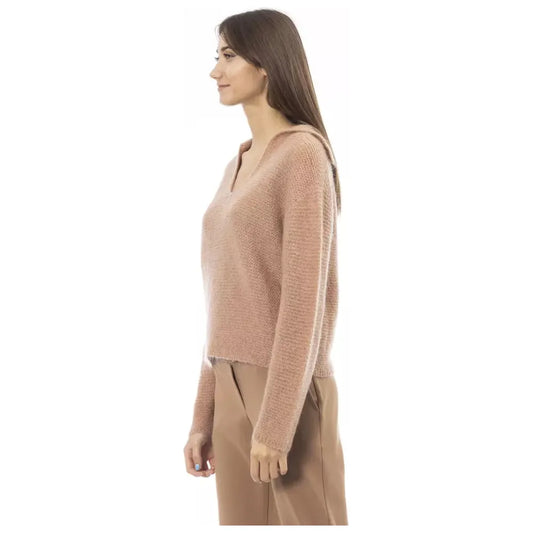 Alpha Studio Beige Long Sleeved V-Neck T-Shirt beige-polyamide-sweater-3 product-23548-691442700-7cecf409-6f3.webp