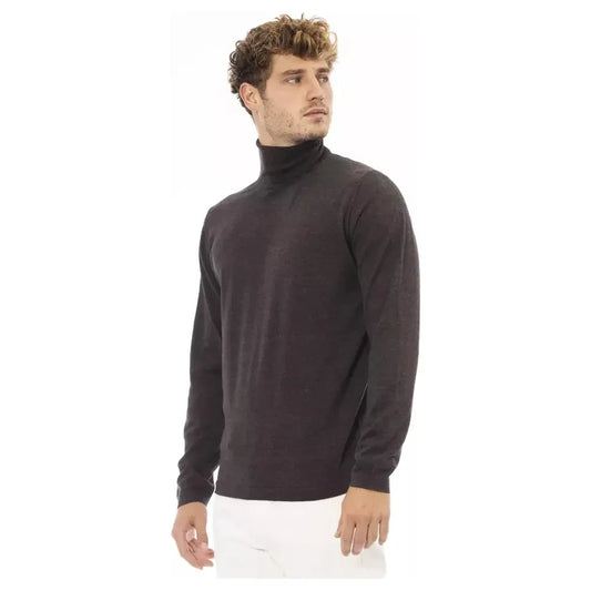 Alpha Studio Elegant Turtleneck Sweater in Rich Brown brown-cotton-sweater-3