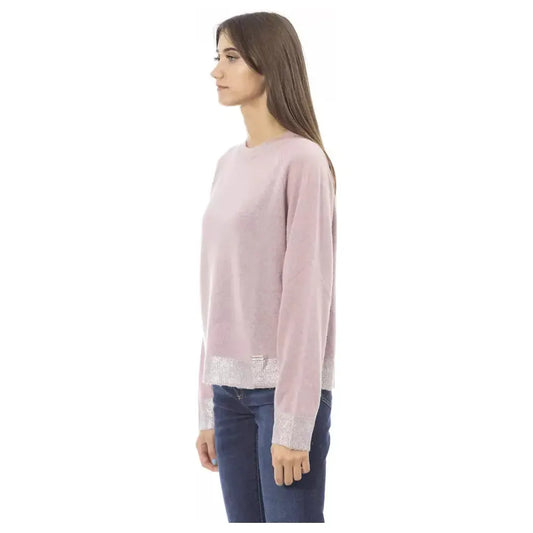 Baldinini Trend Chic Crew Neck Monogram Sweater in Pink pink-wool-sweater-4 product-23655-165014009-6066fe83-c4e.webp