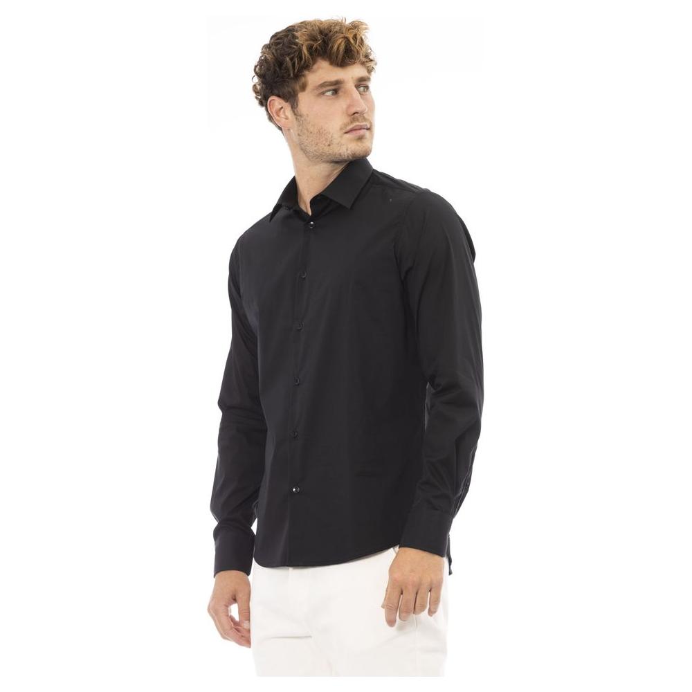 Baldinini Trend Elegant Black Cotton Blend Italian Shirt black-cotton-shirt-28