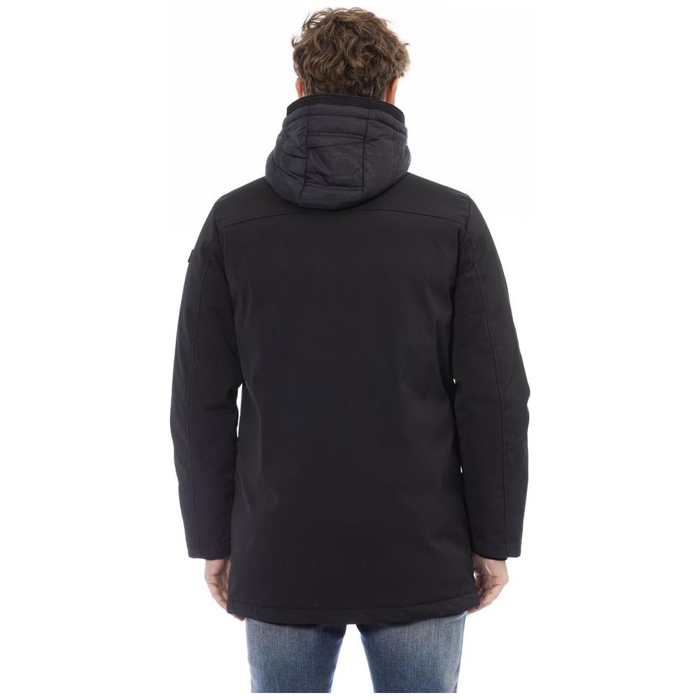 Baldinini Trend Elegant Monogrammed Long Jacket black-polyester-jacket-6 product-23724-106493355-eeda0bb0-630.jpg