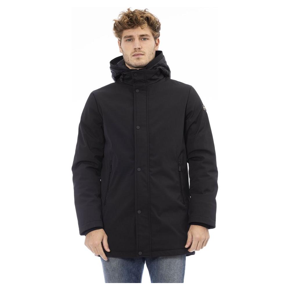 Baldinini Trend Elegant Monogrammed Long Jacket black-polyester-jacket-6 product-23724-1150379041-cef51949-bc1.jpg