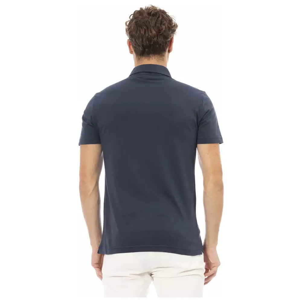 Baldinini Trend Elegant Blue Cotton Polo with Embroidered Logo blue-cotton-polo-shirt-5