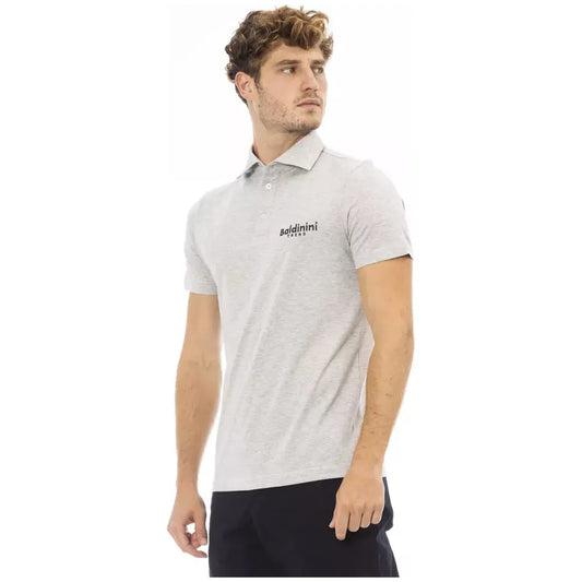Baldinini Trend Elegant Gray Cotton Polo with Embroidered Logo gray-cotton-polo-shirt-1