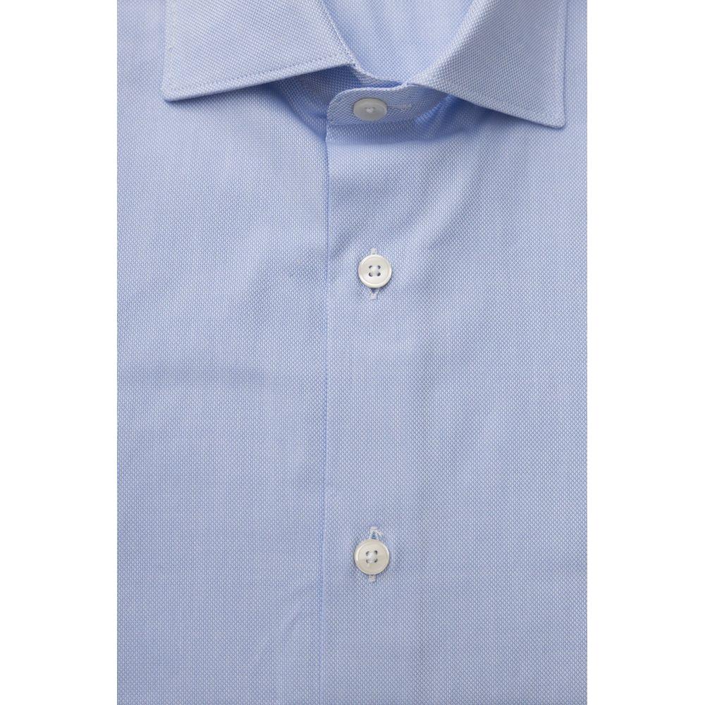 Bagutta Elegant Light Blue Medium Fit French Collar Shirt light-blue-cotton-shirt-19