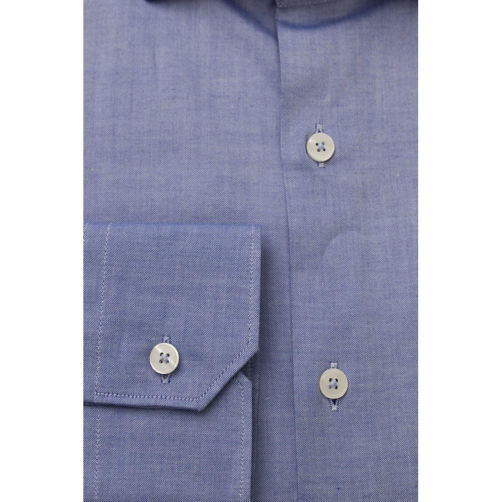 Bagutta Elegant Light Blue Cotton Shirt with French Collar light-blue-cotton-shirt-12