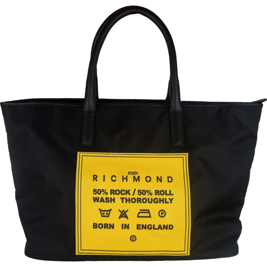 John Richmond Chic Black Shopper Bag with Designer Flair yellow-polyamide-shoulder-bag