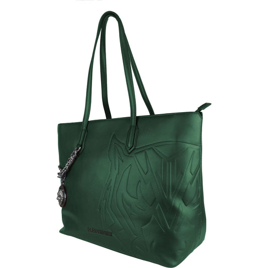 Plein Sport Eco-Leather Chic Dark Green Shopping Bag verde-polyurethane-shoulder-bag WOMAN TOTES