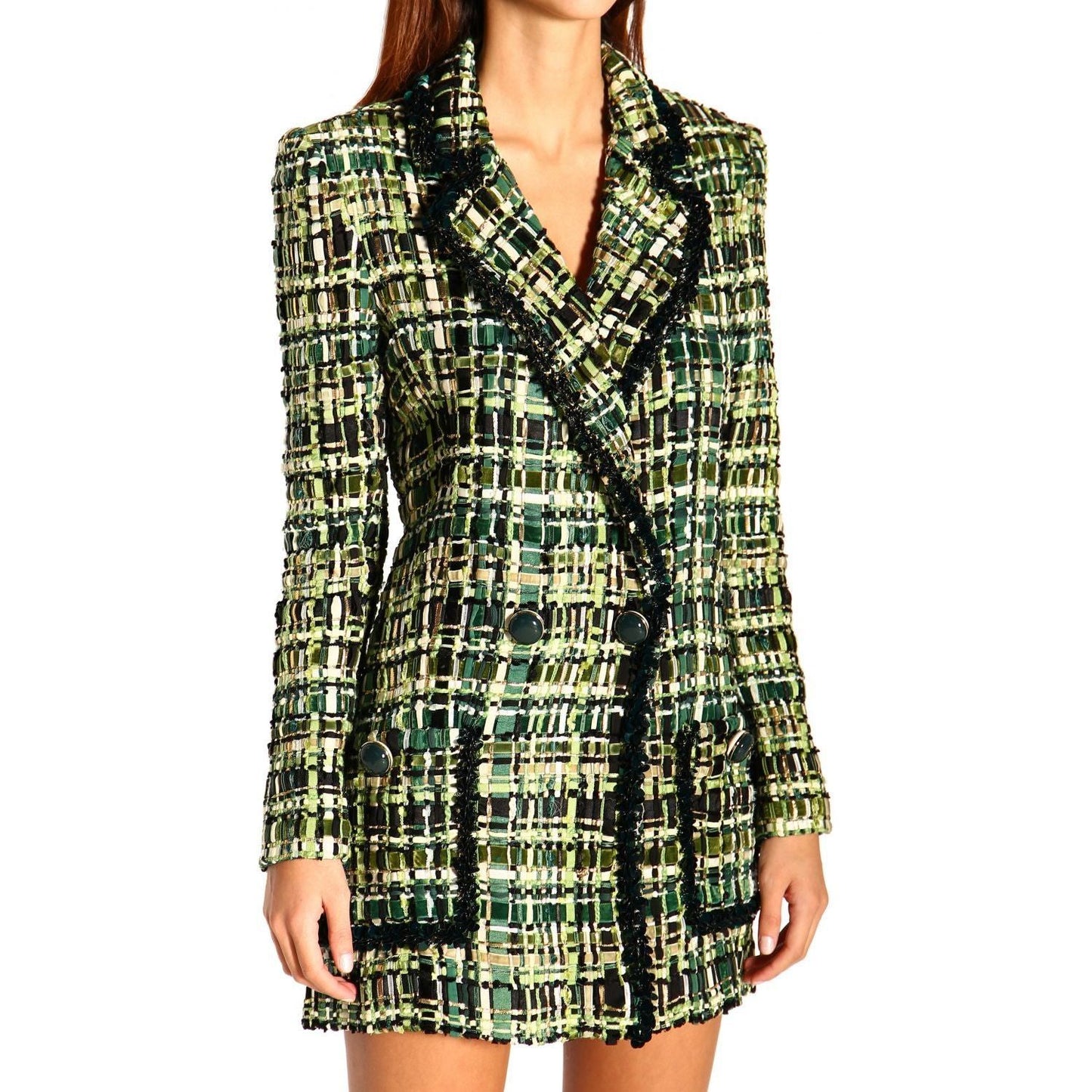 Elisabetta Franchi Elegant Forest Green Buttoned Jacket green-viscose-jackets-coat