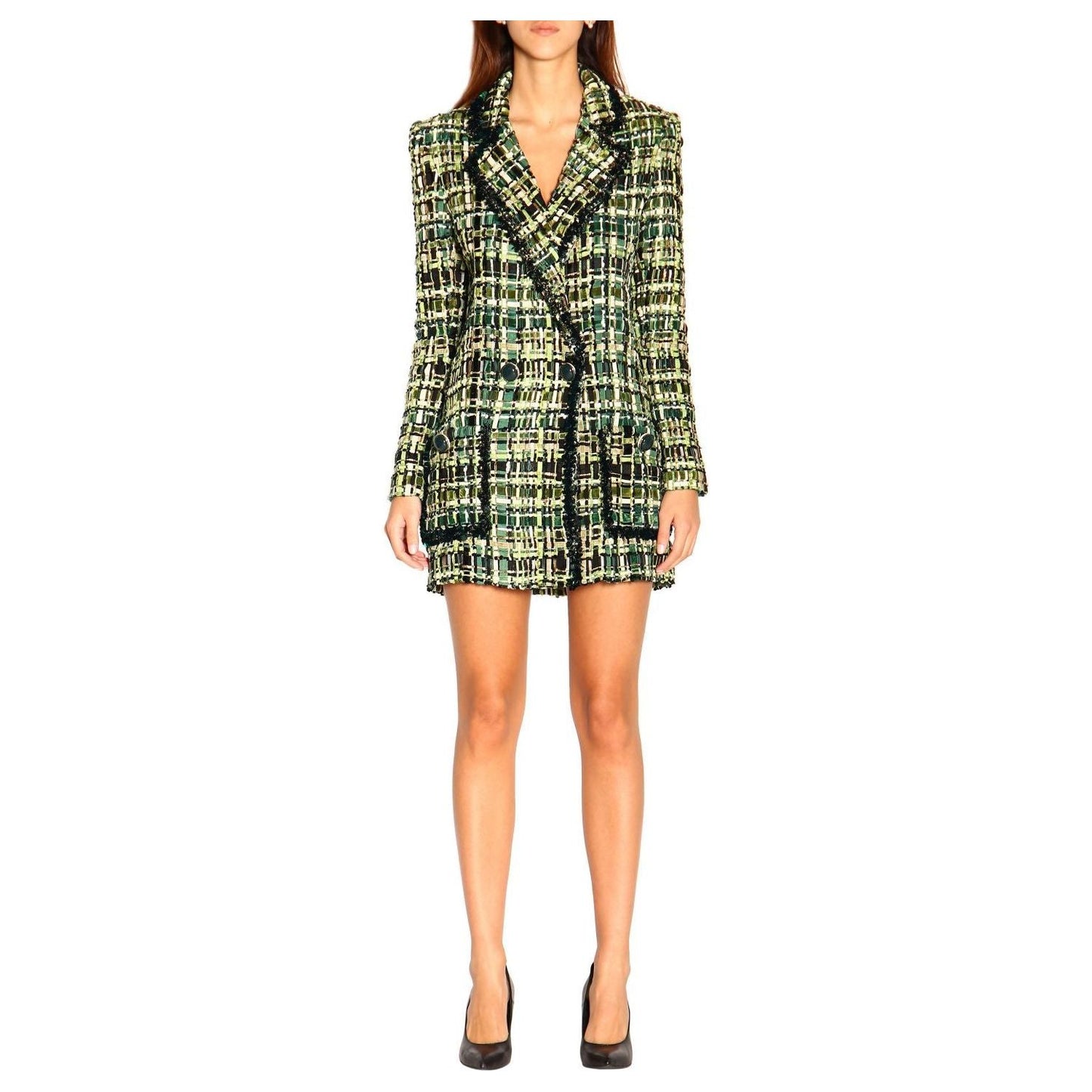 Elisabetta Franchi Elegant Forest Green Buttoned Jacket green-viscose-jackets-coat
