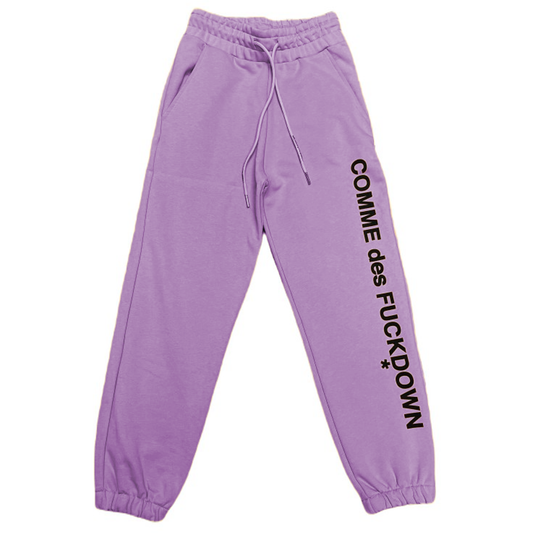 Comme Des Fuckdown Chic Purple Cotton Sweatpants with Logo Print purple-cotton-jeans-pant-2 product-9613-1788709127-8a7cf6fc-04f.png