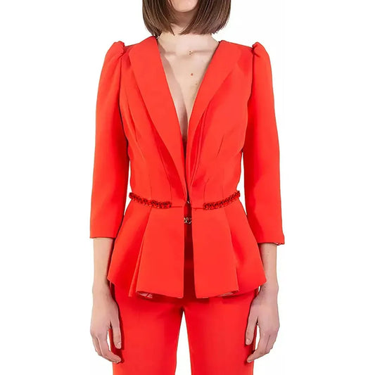 Elisabetta Franchi Chic Crepe Chain-Waist Jacket in Pink red-suits-blazer product-9740-131364619-3e75ded2-fdf.webp