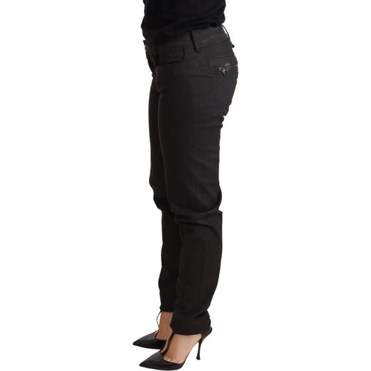 Ermanno Scervino Chic Black Low Waist Skinny Jeans black-low-waist-skinny-slim-trouser-cotton-jeans Jeans & Pants