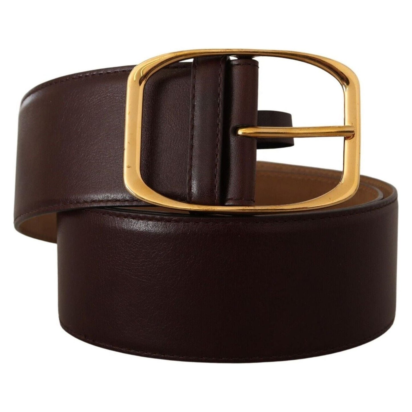 Dolce & Gabbana Elegant Dark Brown Leather Belt with Gold Buckle dark-brown-leather-gold-metal-buckle-belt-2