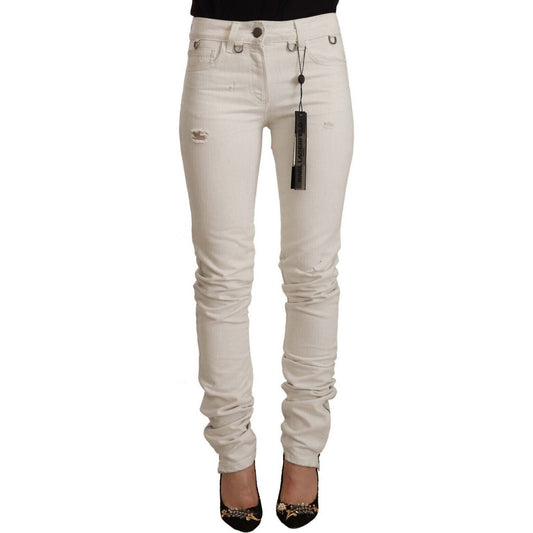 Karl Lagerfeld Chic White Mid-Waist Slim Fit Jeans white-mid-waist-cotton-denim-slim-fit-jeans