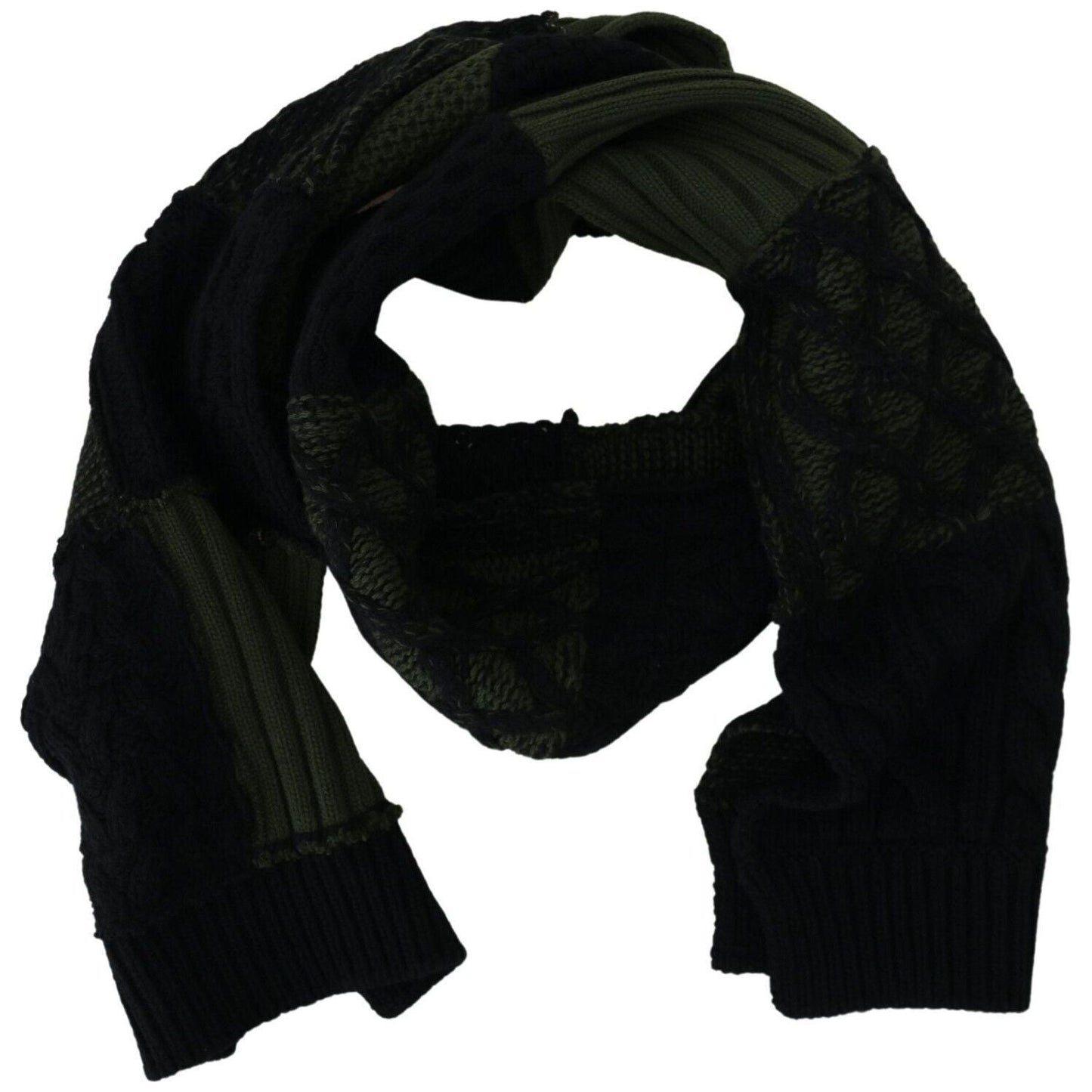 Elegant Wool Scarf in Black & Green