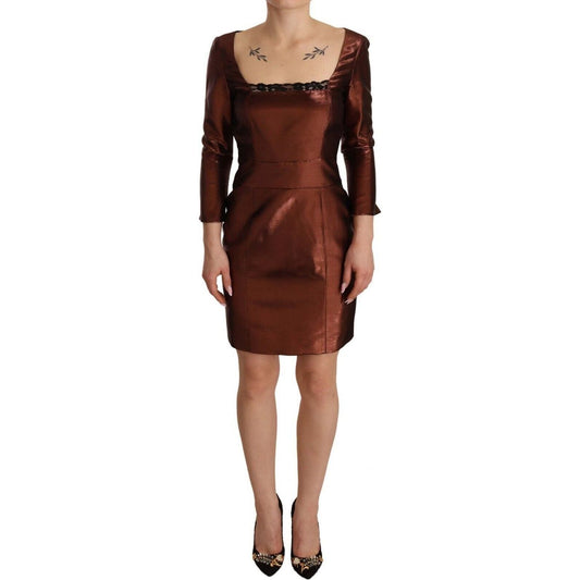 GF Ferre Elegant Bronze Sheath Mini Dress with Square Neck metallic-brown-long-sleeves-square-neck-sheath-dress s-l1600-112-98fb8069-221.jpg