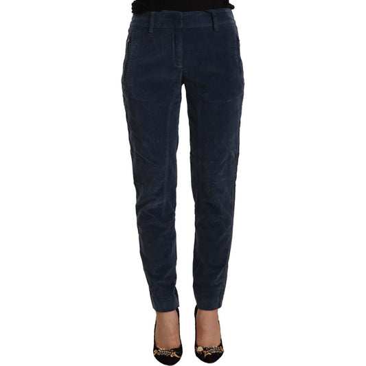 Peserico Elegant Tapered Cotton Blend Pants blue-mid-waist-cotton-stretch-tapered-pants