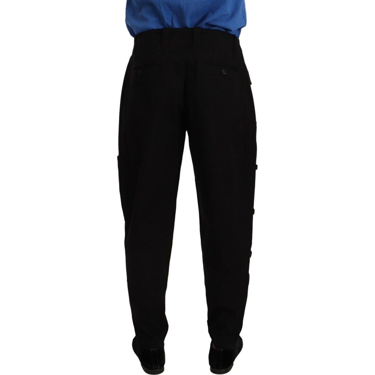 Dolce & Gabbana Chic Black Cargo Pants with Stretch Comfort black-cotton-stretch-tapered-cargo-pants