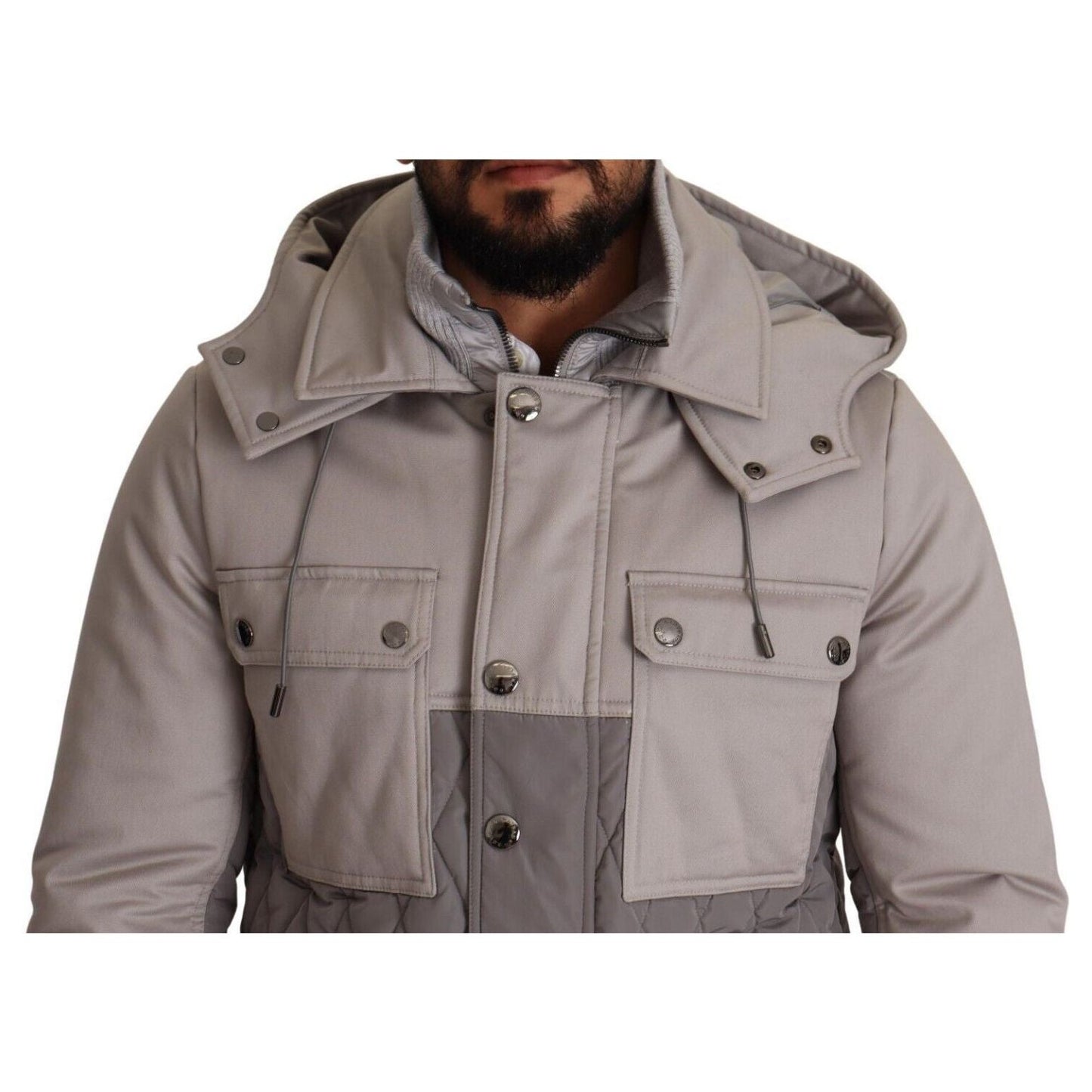 Dolce & Gabbana Elegant Lightweight Gray Windbreaker Jacket gray-cotton-windbreaker-hooded-parka-jacket