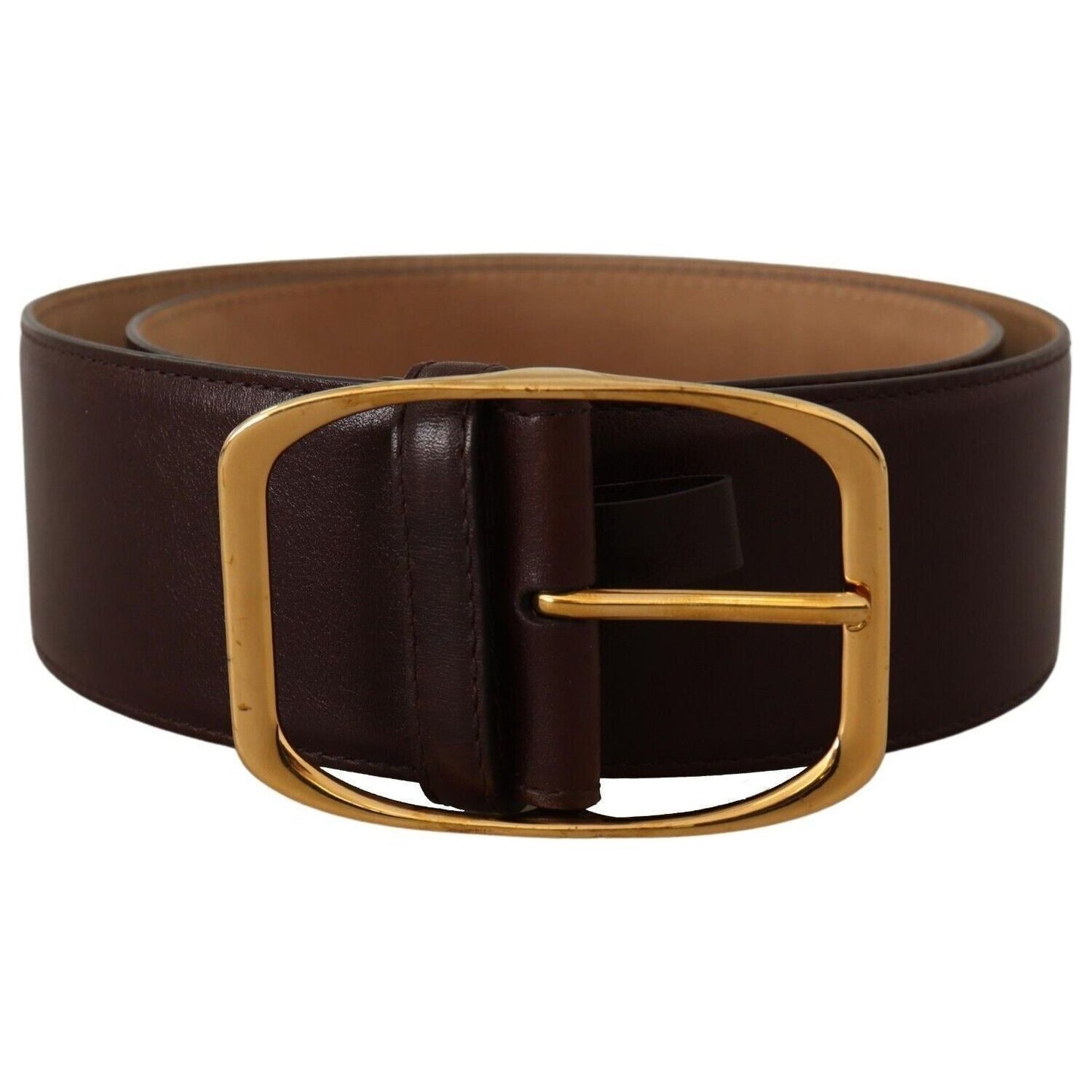 Dolce & Gabbana Elegant Dark Brown Leather Belt with Gold Buckle dark-brown-leather-gold-metal-buckle-belt-2