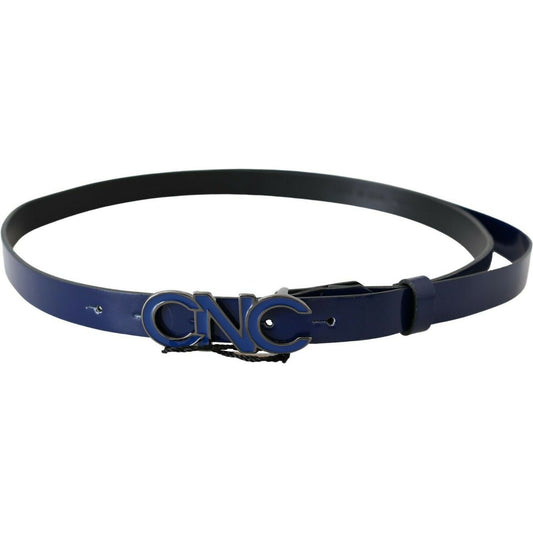 Sleek Dark Blue Leather Fashion Belt