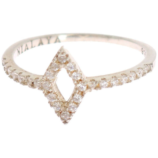 Ring Elegant Silver CZ Crystal Studded Ring Nialaya