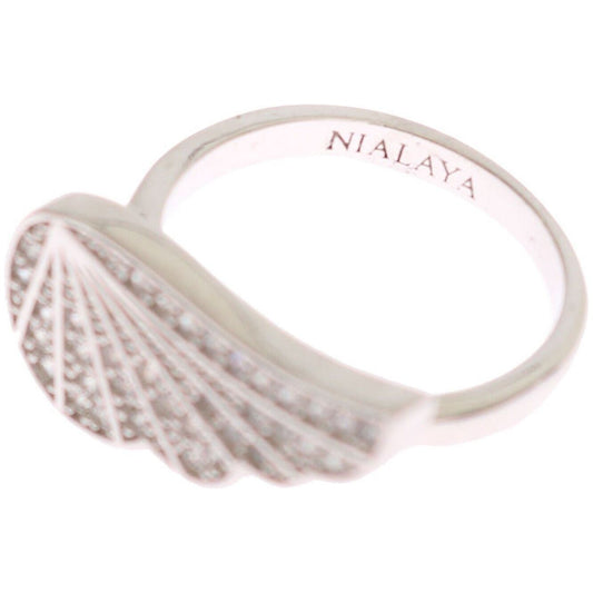 Ring Elegant Sterling Silver CZ Crystal Ring Nialaya