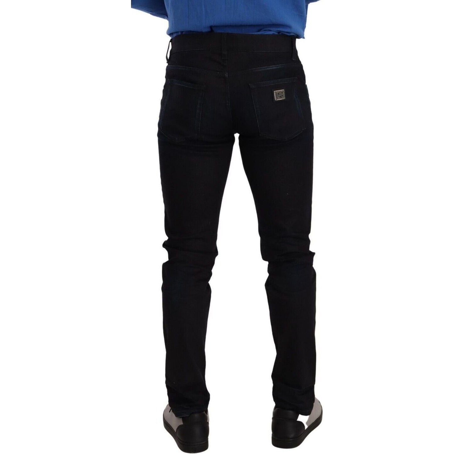 Dolce & Gabbana Elegant Slim Fit Dark Blue Denim Jeans blue-cotton-stretch-skinny-denim-trouser-jeans
