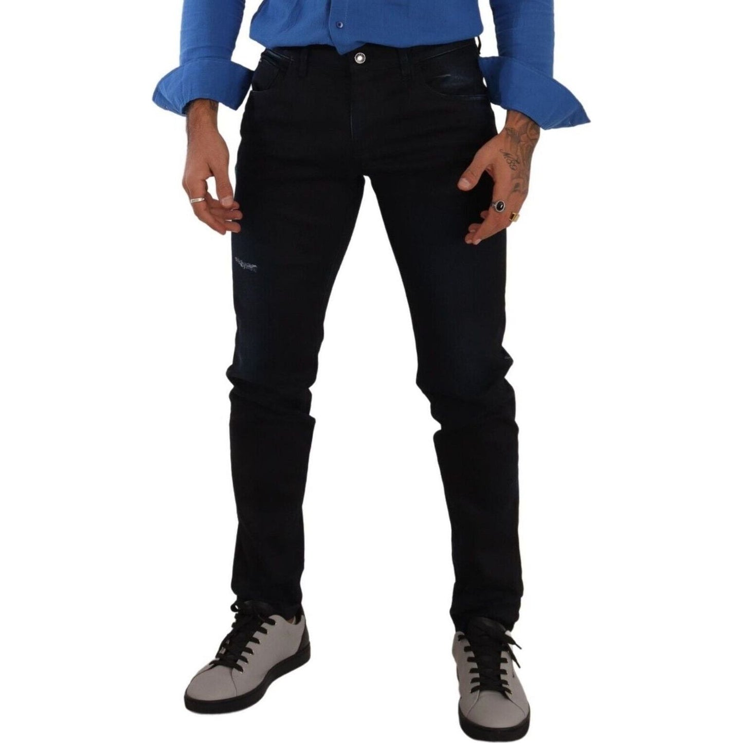 Dolce & Gabbana Elegant Slim Fit Dark Blue Denim Jeans blue-cotton-stretch-skinny-denim-trouser-jeans