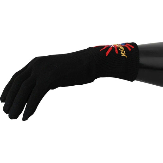 Elegant Black Virgin Wool Gloves