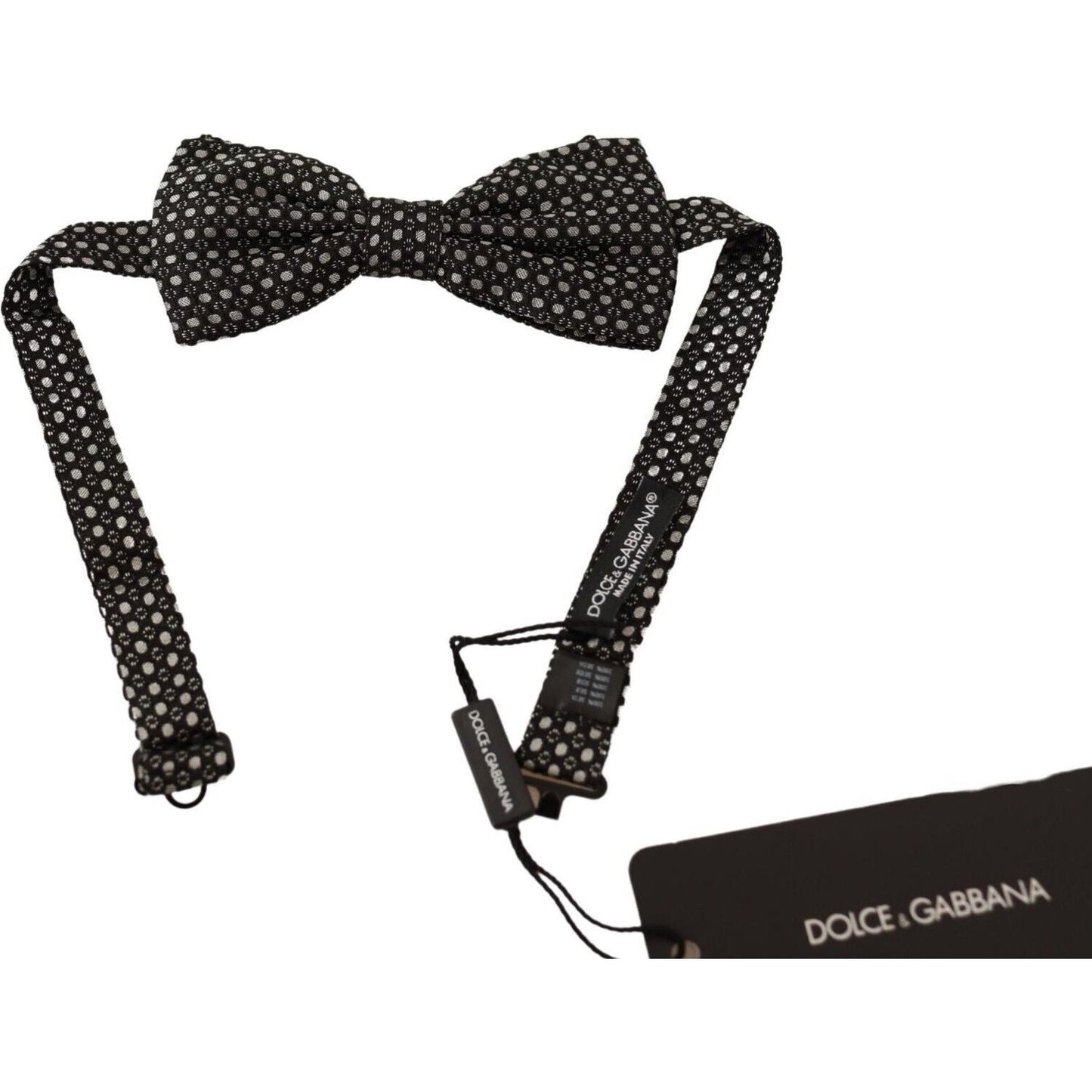 Elegant Silk Black Bow Tie with Metal Clasp Detail
