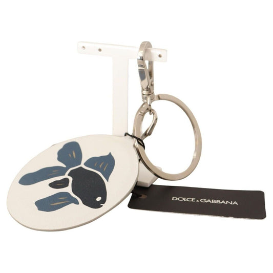 Chic White Leather Keychain
