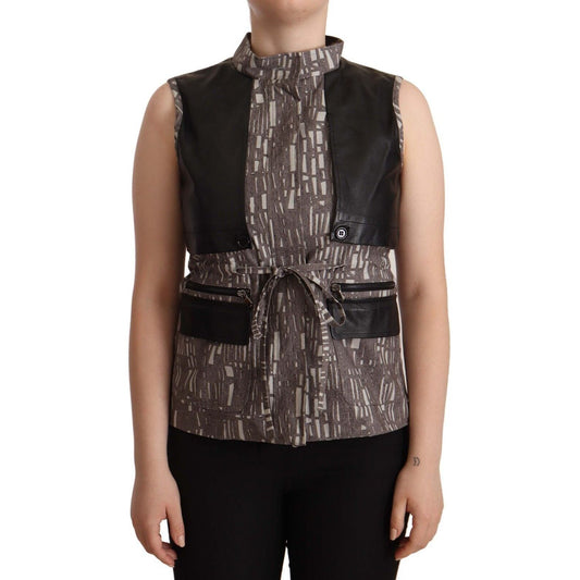 Comeforbreakfast Sleeveless Turtleneck Chic Top brown-black-vest-leather-sleeveless-top-blouse WOMAN TOPS AND SHIRTS