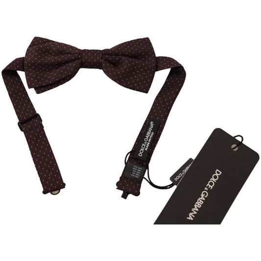 Elegant Brown Dot Pattern Silk Bow Tie