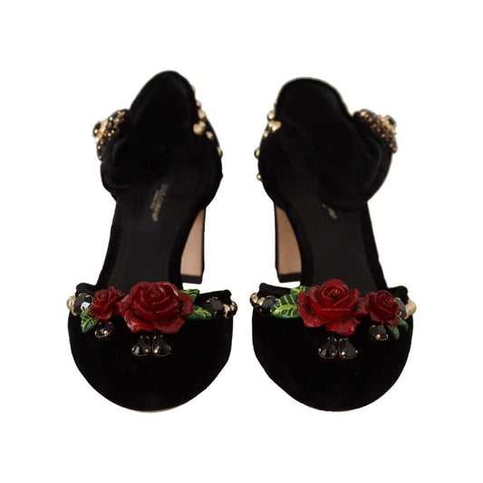 Dolce & Gabbana Black Crystal Rose Heel Sandals black-embellished-ankle-strap-heels-sandals-shoes s-l1600-46-15-733fc4ee-487.jpg