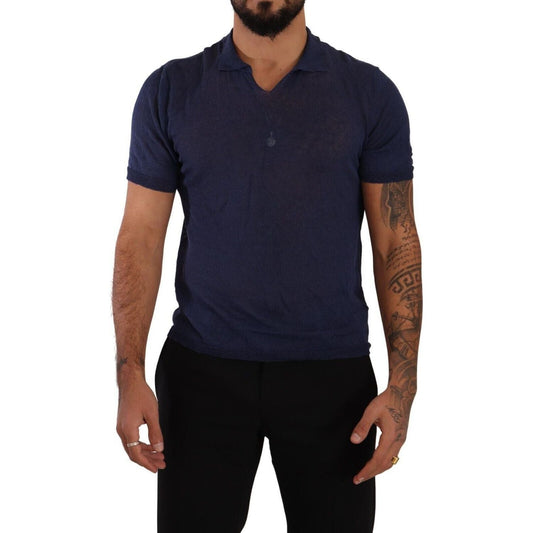 Daniele Alessandrini Navy Linen Blend Collared T-Shirt navy-blue-linen-collared-t-shirt s-l1600-5-27-92c4c659-bff.jpg