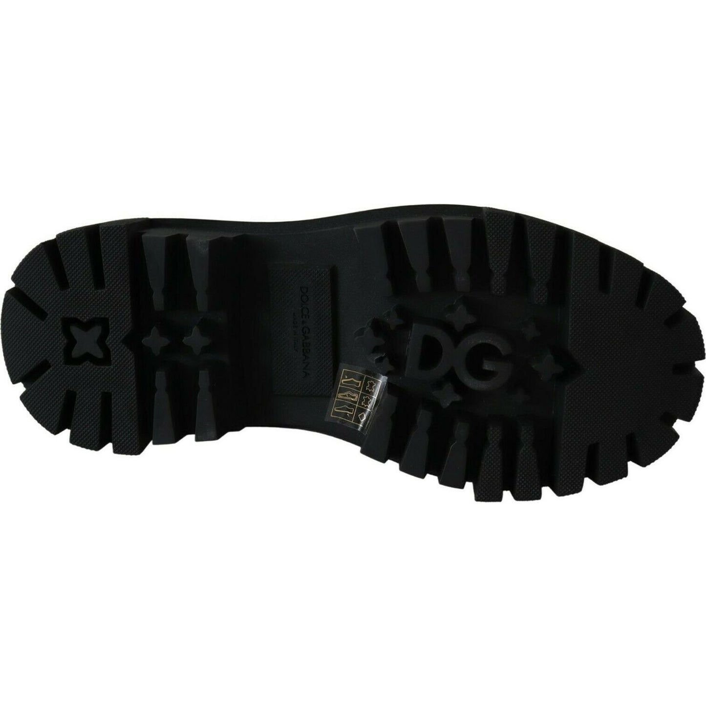 Dolce & Gabbana Elegant Black Leather Combat Boots with Crystal Detail black-leather-crystal-combat-boots