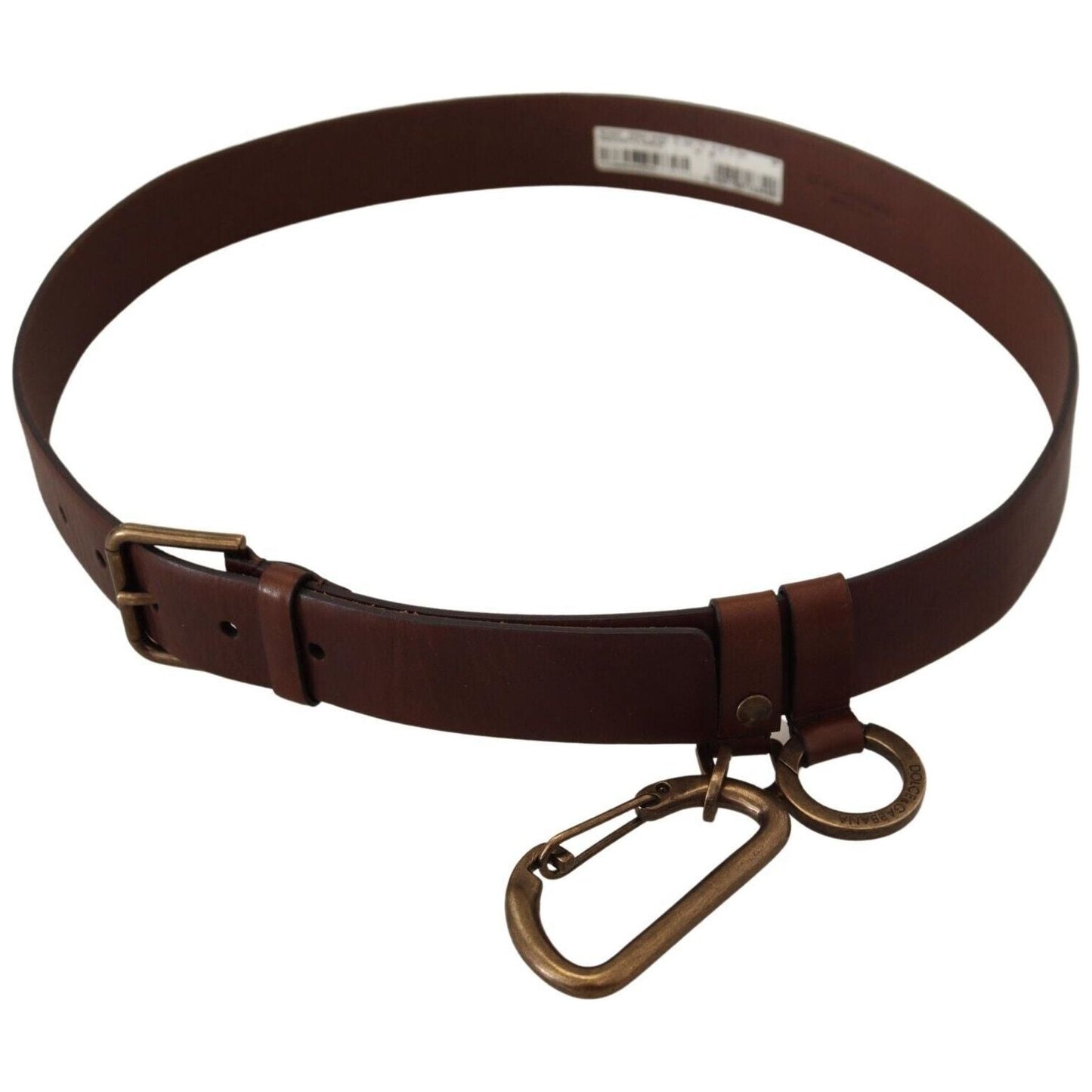 Elegant Brown Leather Belt with Metal Buckle