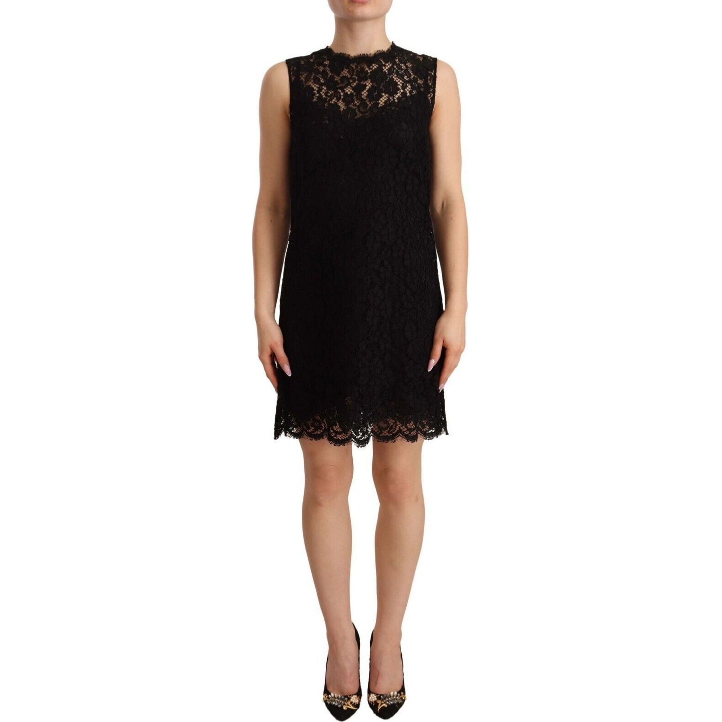 Dolce & Gabbana Elegant Floral Lace Sheath Dress in Black black-floral-lace-sheath-sleeveless-mini-dress s-l1600-63-f57f2049-63f.jpg