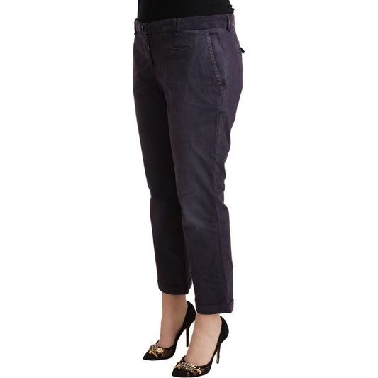 Jucca Chic Low Waist Cropped Pants in Black black-low-waist-folded-hem-flared-cropped-pants