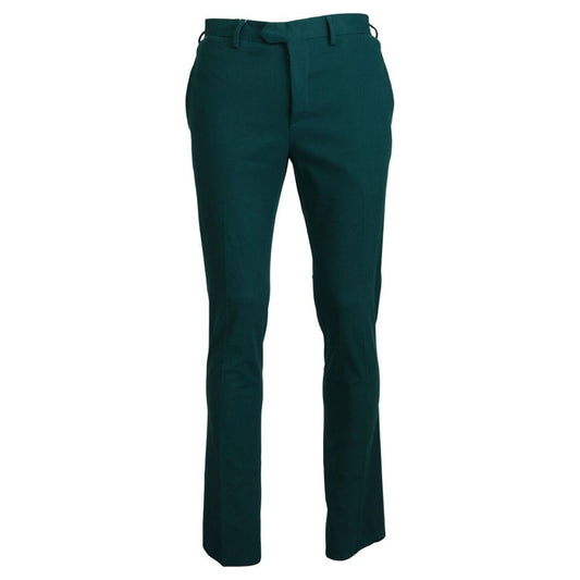 BENCIVENGA Elegantly Tailored Green Pure Cotton Pants green-straight-fit-men-formal-trousers-pants