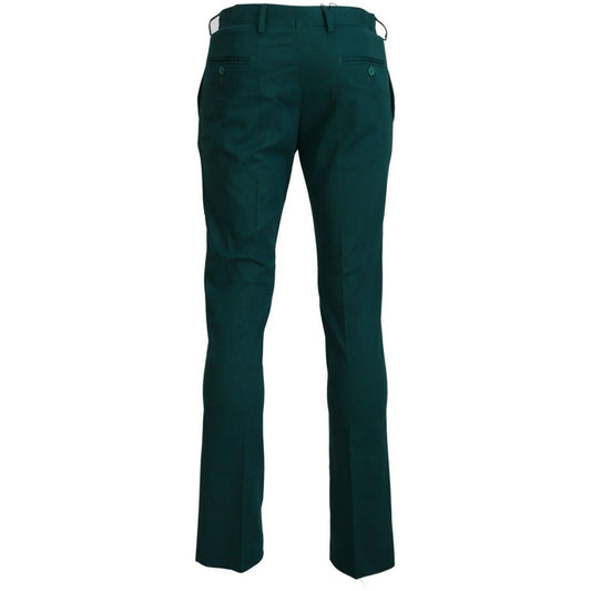 BENCIVENGA Elegantly Tailored Green Pure Cotton Pants green-straight-fit-men-formal-trousers-pants