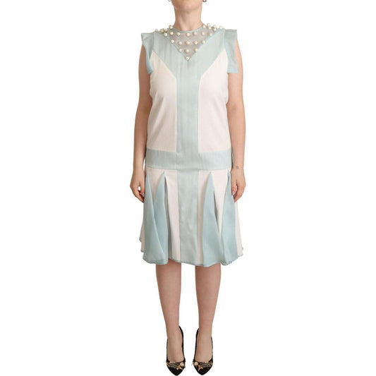 Sergei Grinko Embroidered Pearl Shift Dress Distinction WOMAN DRESSES multicolor-faux-pearl-sleeveless-shift-midi-dress