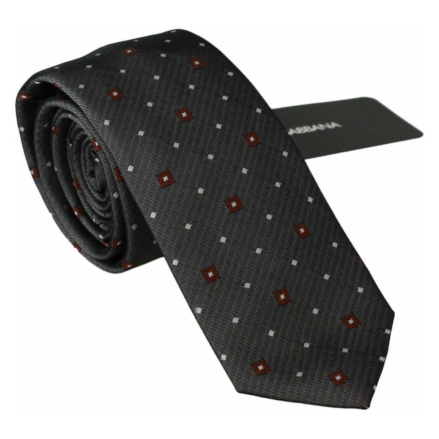 Elegant Gray Patterned Silk Blend Neck Tie
