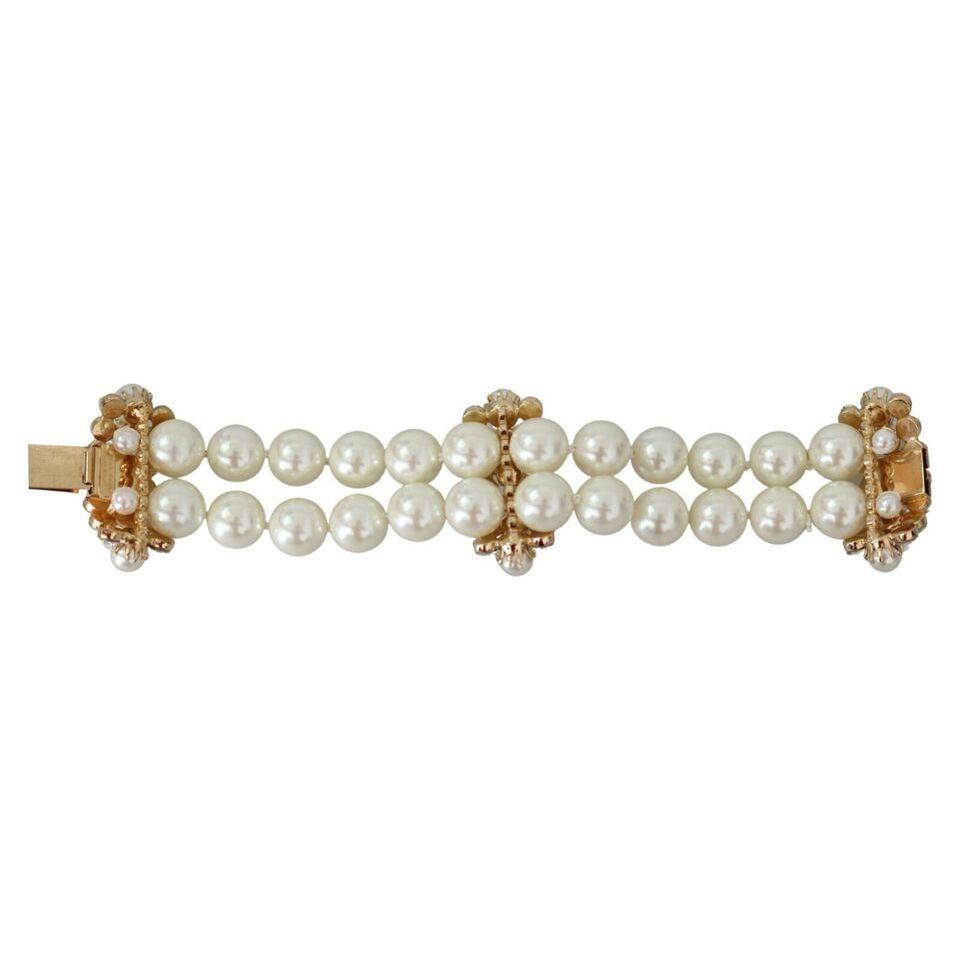 Elegant Faux-Pearl Crystal Bracelet