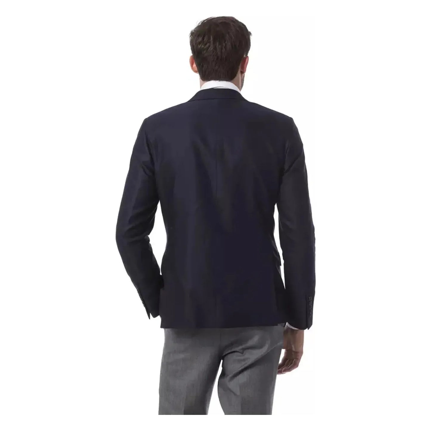 Billionaire Italian Couture Elegant Blue Wool Jacket for Men blue-wool-blazer-1