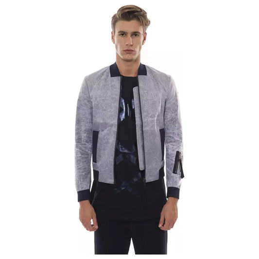 Nicolo Tonetto Sleek Gray Bomber Jacket with Emblem Accent ghiaccio-ice-jacket Coats & Jackets stock_product_image_12942_1793578232-17-2bf99df6-e81.webp