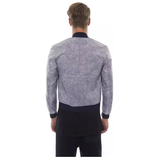 Nicolo Tonetto Sleek Gray Bomber Jacket with Emblem Accent ghiaccio-ice-jacket Coats & Jackets stock_product_image_12942_423412907-17-875c6b42-eb4.webp