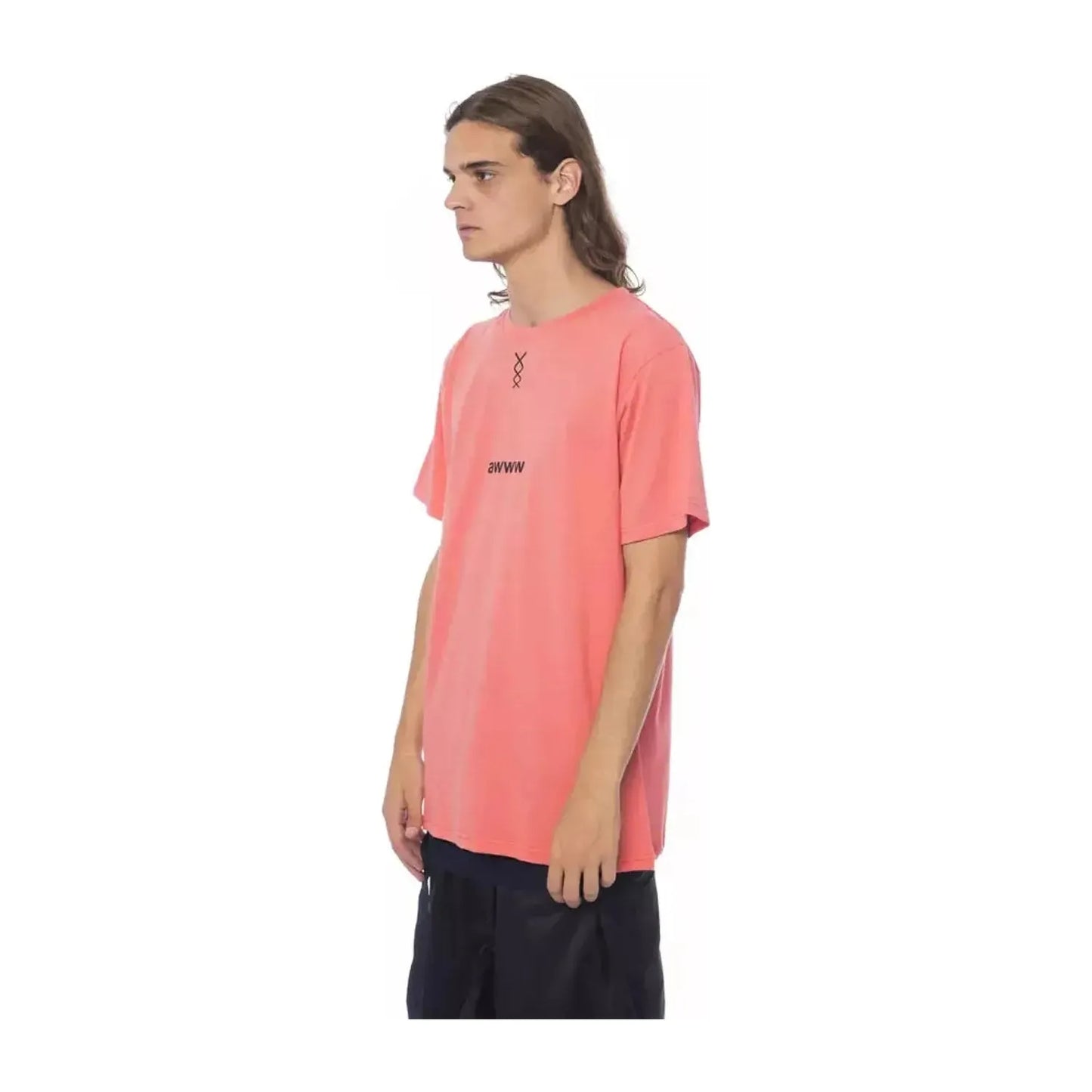 Nicolo Tonetto Elegant Pink Round Neck Cotton Tee salmone-t-shirt